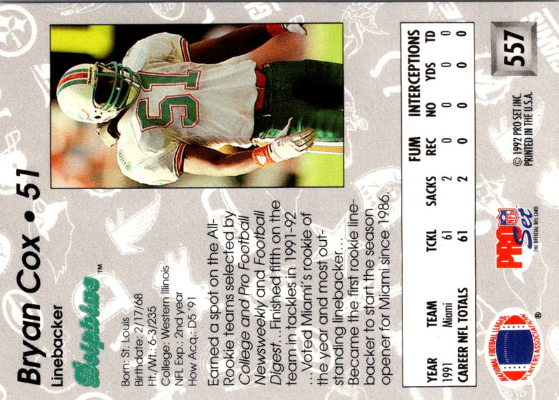 1992 Pro Set Bryan Cox