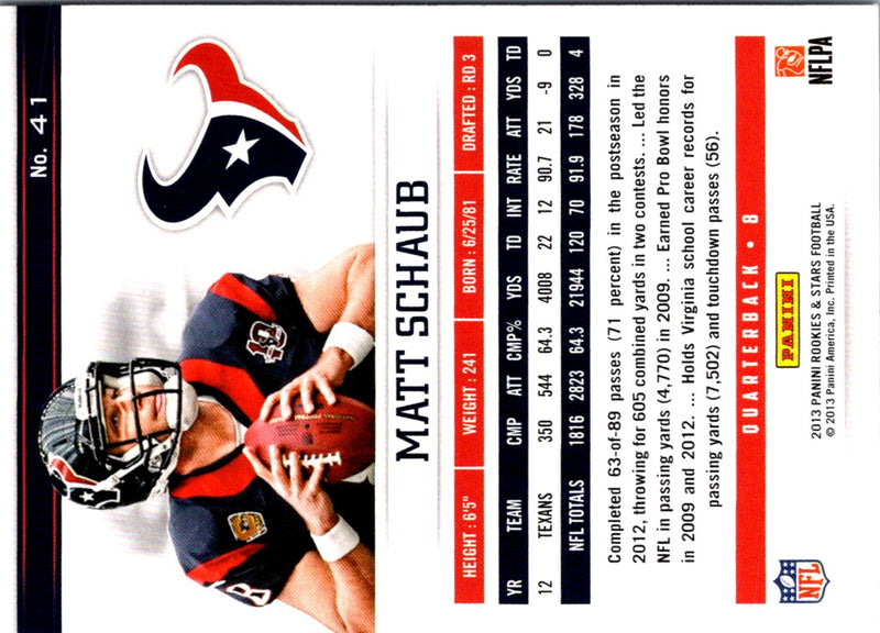 2013 Panini Rookies & Stars Matt Schaub