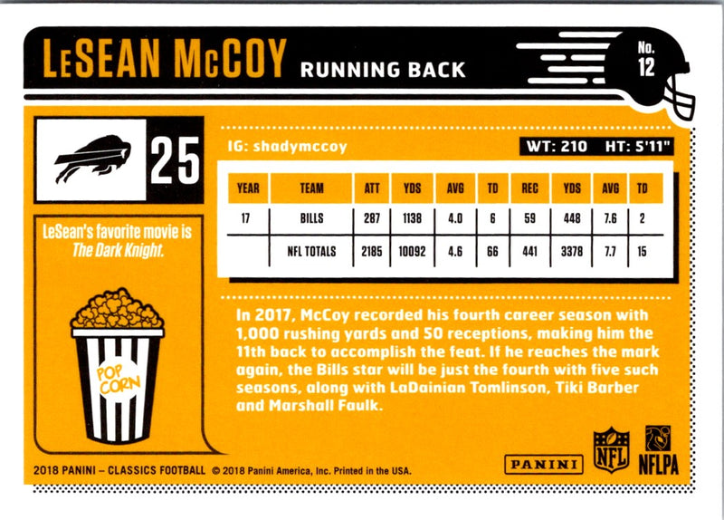 2018 Panini Classics LeSean McCoy