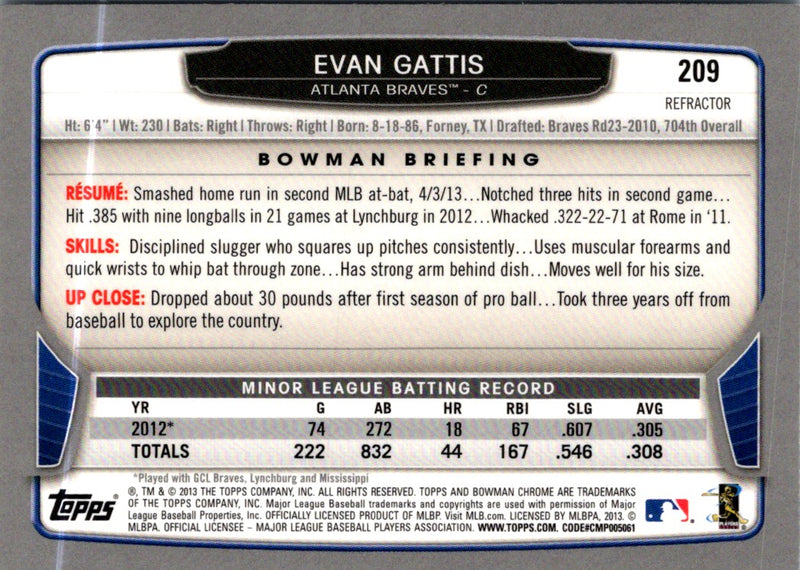 2013 Bowman Chrome Evan Gattis