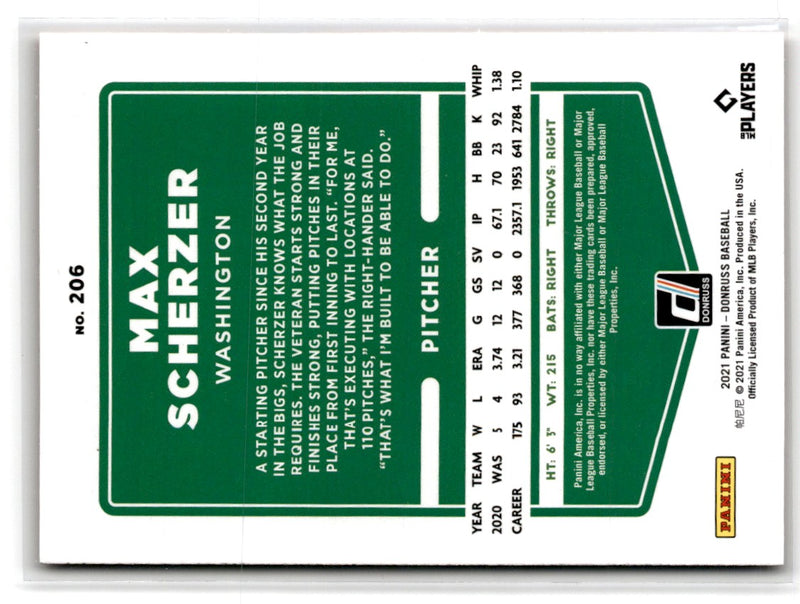 2021 Donruss Holo Orange Max Scherzer