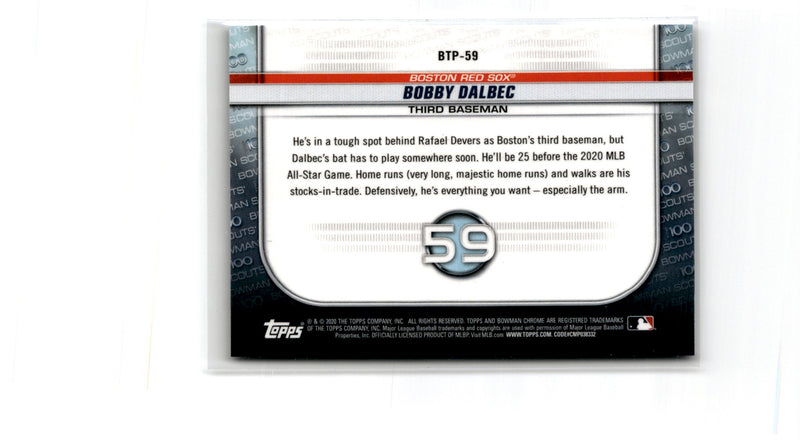 2020 Bowman Scouts Top 100 Bobby Dalbec