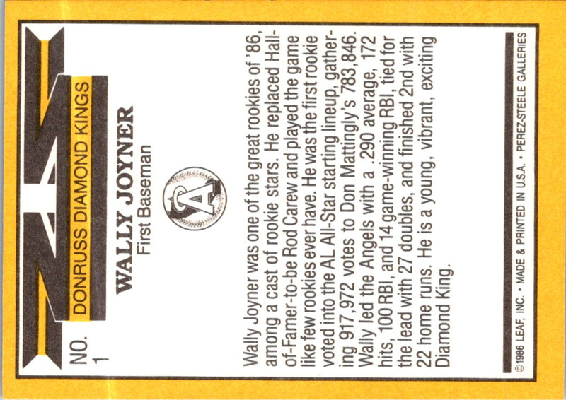 1986 Donruss Diamond Kings Wally Joyner
