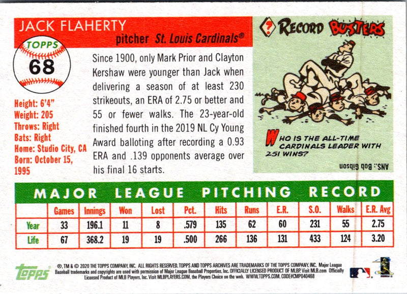 2020 Topps Archives Jack Flaherty