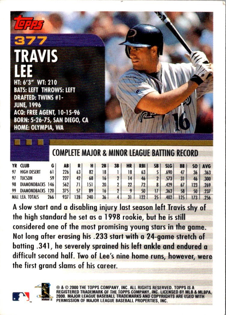 2000 Topps Limited Travis Lee