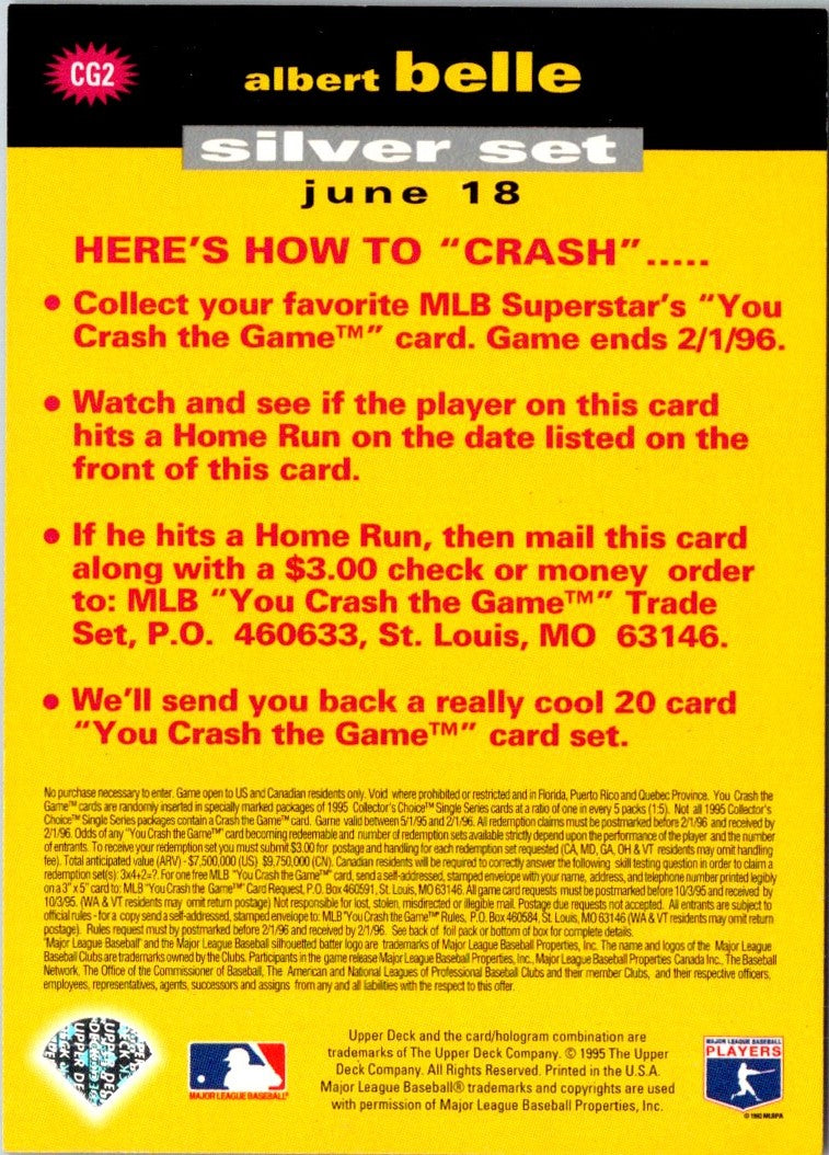 1995 Collector's Choice You Crash the Game Silver Albert Belle