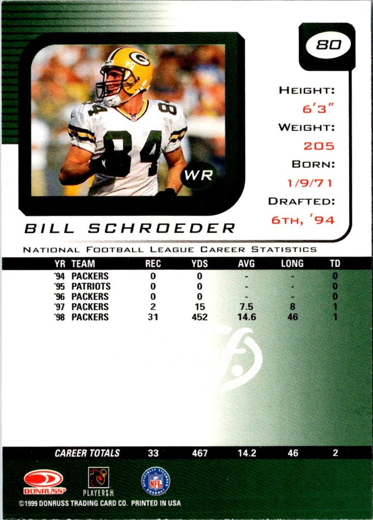 1999 Leaf Rookies & Stars Bill Schroeder