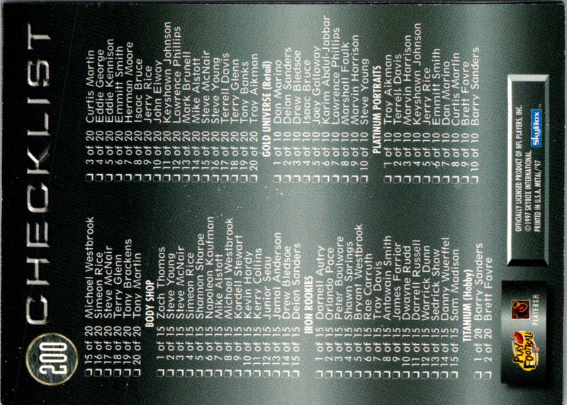 1997 Metal Universe Checklist (1-152)