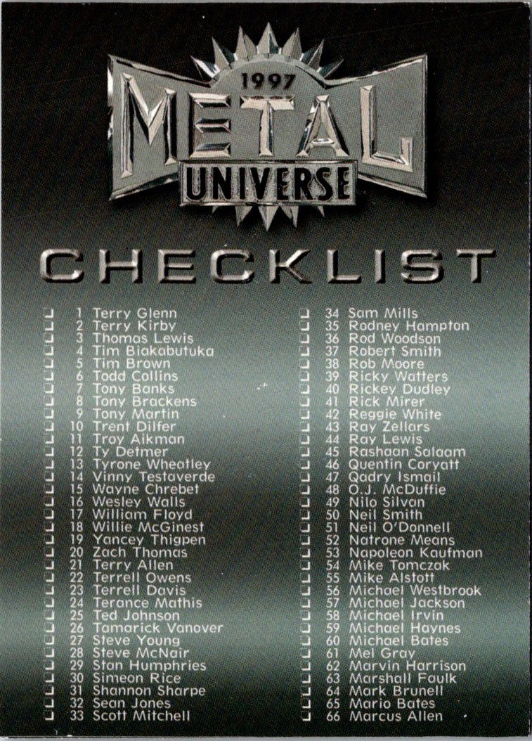 1997 Metal Universe Checklist (1-152)