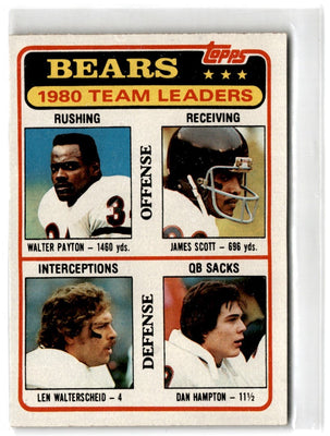 1981 Topps Walter Payton/James Scott/Len Walterscheid/Dan Hampton #264