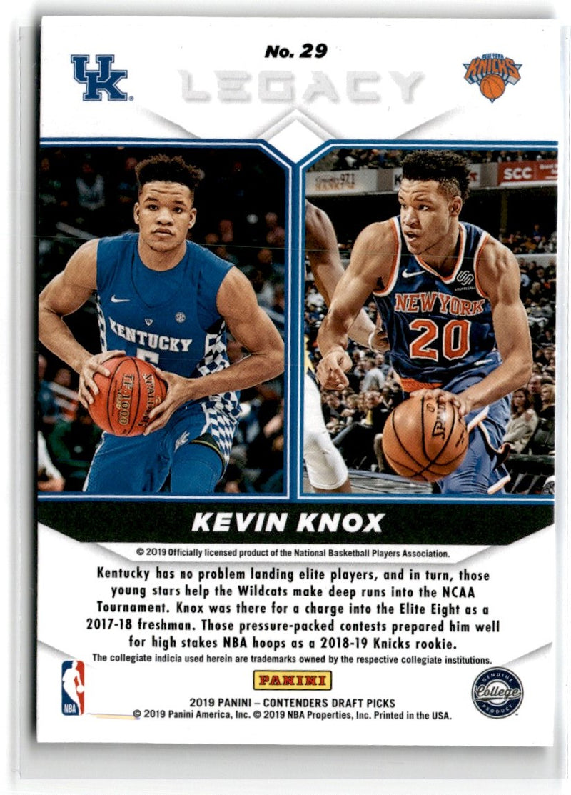 2019 Panini Contenders Draft Picks Legacy Kevin Knox II