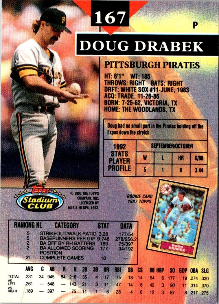 1993 Stadium Club Members Only Doug Drabek