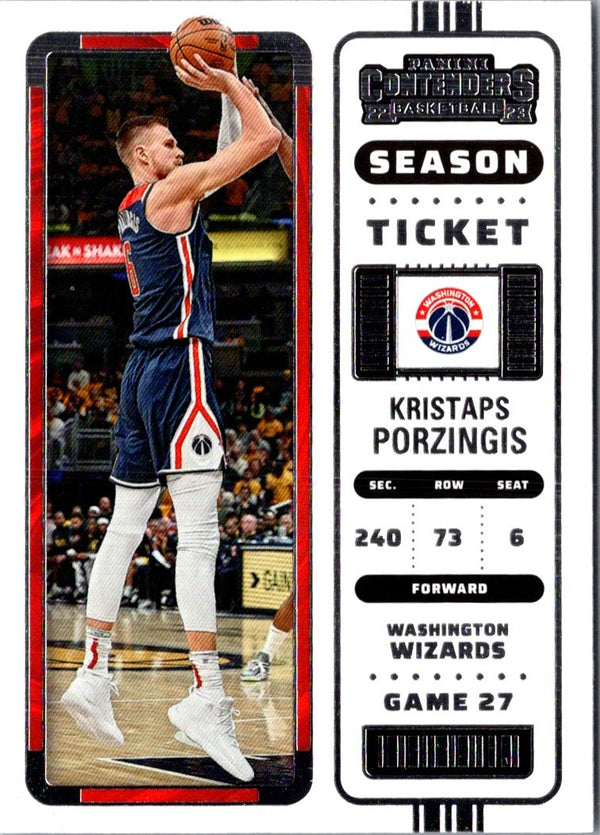 2022 Panini Contenders Game Ticket Red Kristaps Porzingis #60