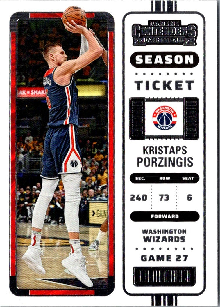 2022 Panini Contenders Game Ticket Red Kristaps Porzingis