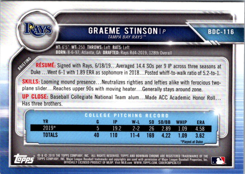 2019 Bowman Draft Chrome Graeme Stinson