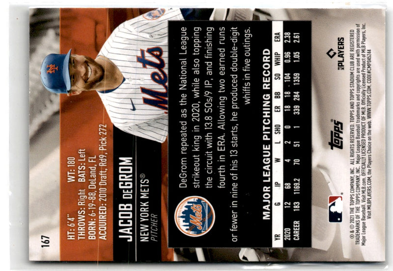 2021 Stadium Club Jacob deGrom