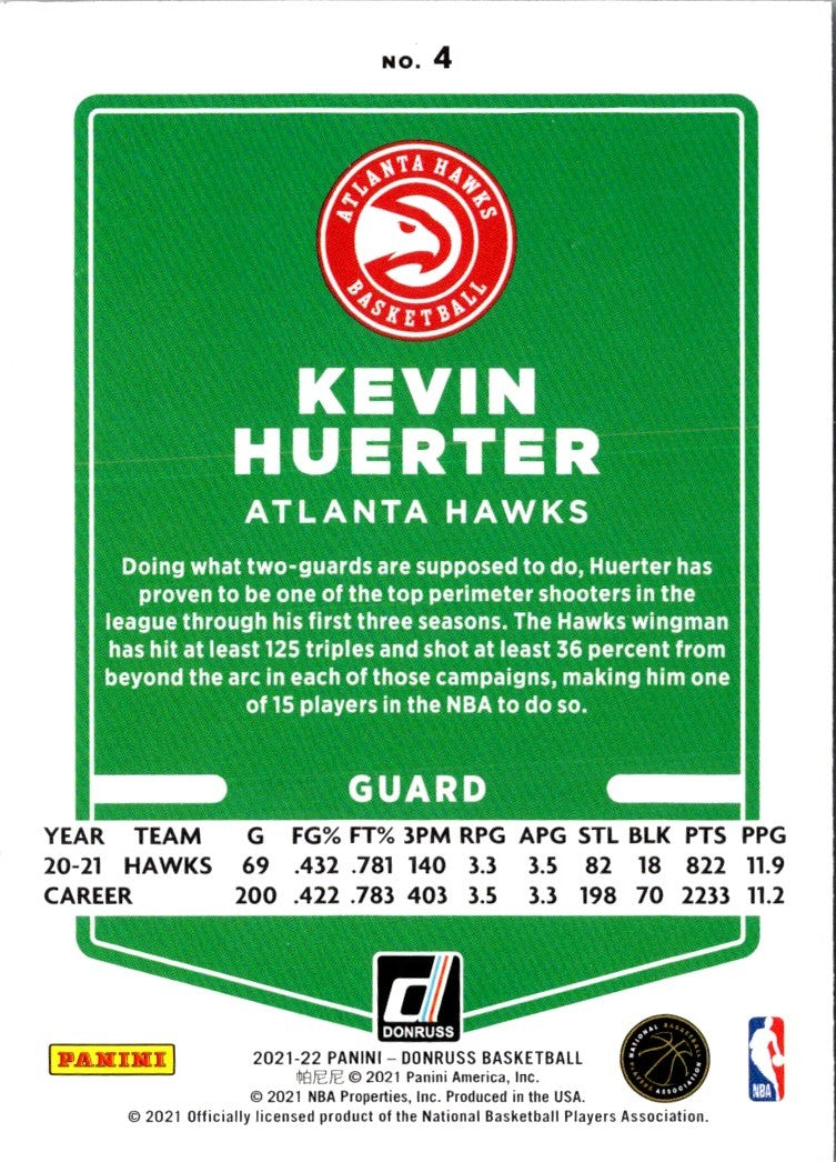 2021 Donruss Holo Red and Gold Laser Kevin Huerter