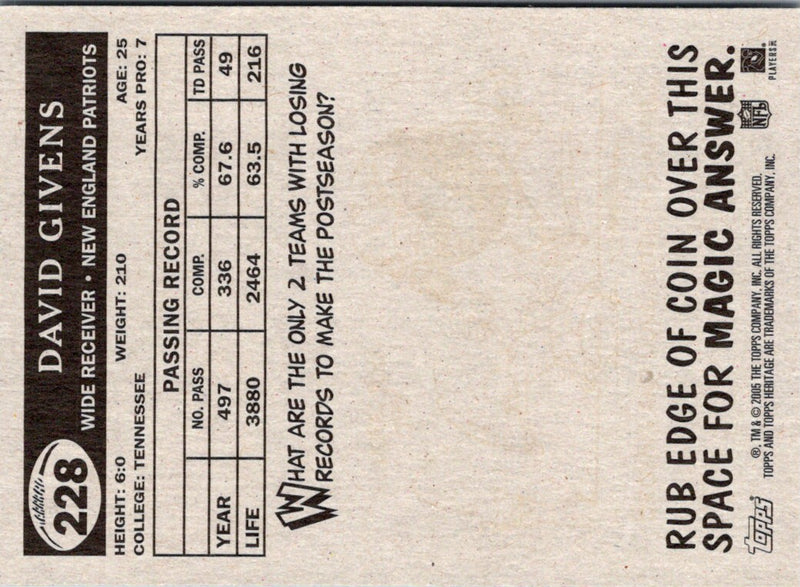 2005 Topps Heritage David Givens