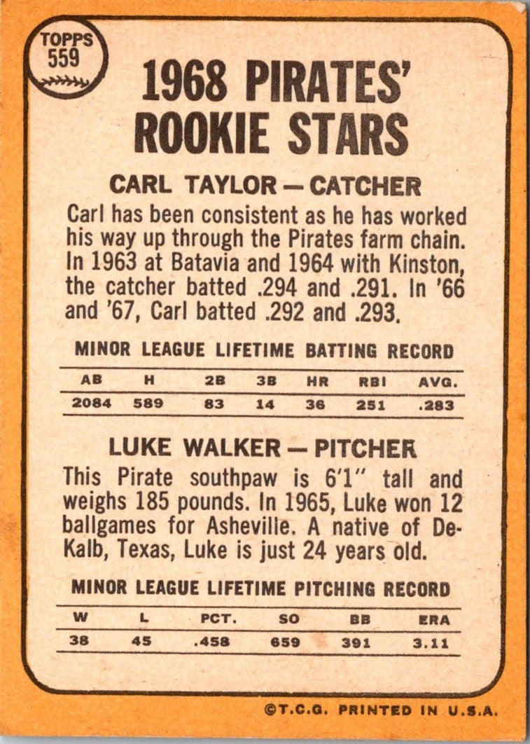 1968 Topps Carl Taylor/Luke Walker