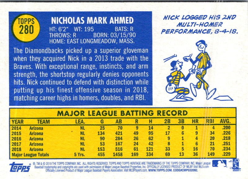 2019 Topps Heritage Nick Ahmed