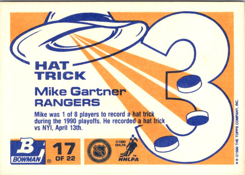 1990 Bowman Hat Tricks Mike Gartner