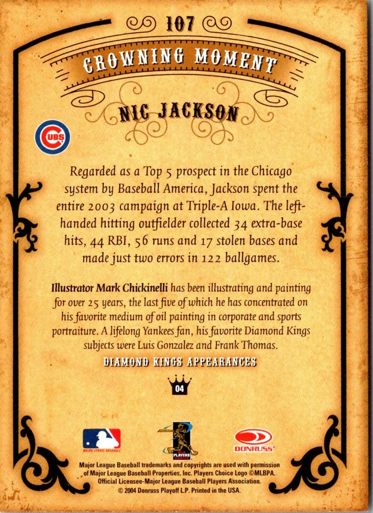 2004 Donruss Diamond Kings Nic Jackson