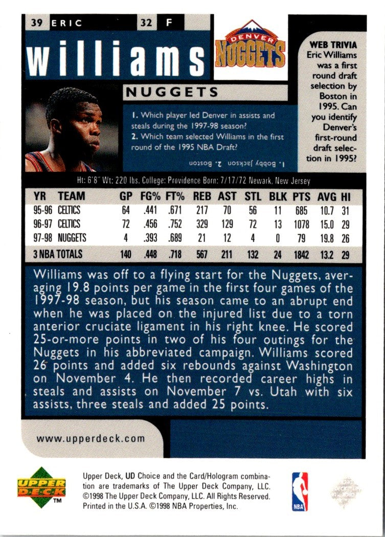 1998 UD Choice Eric Williams