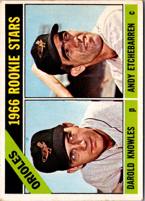 1966 Topps Orioles Rookies - Darold Knowles/Andy Etchebarren #27 VG-EX