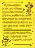 1993 First Amendment Publishing Skinnies Billy Owens #24