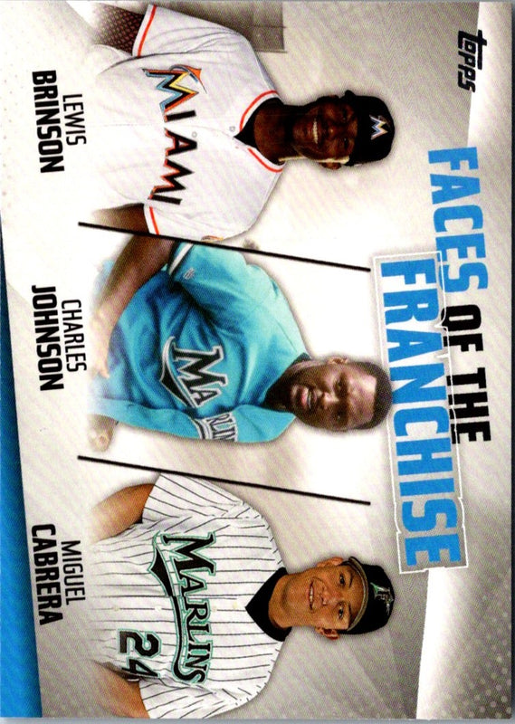 2019 Topps Faces of the Franchise Lewis Brinson/Charles Johnson/Miguel Cabrera #FOF-15
