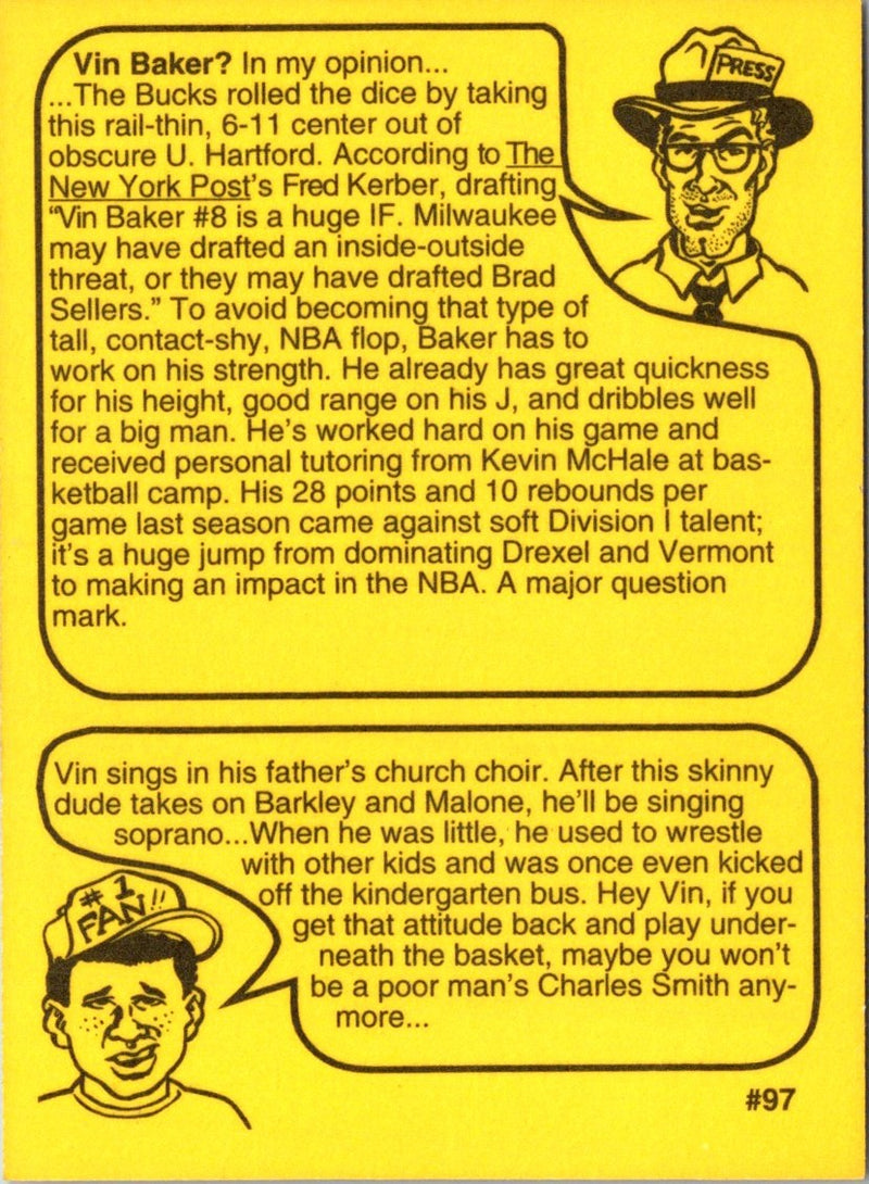 1993 First Amendment Publishing Skinnies Vin Baker