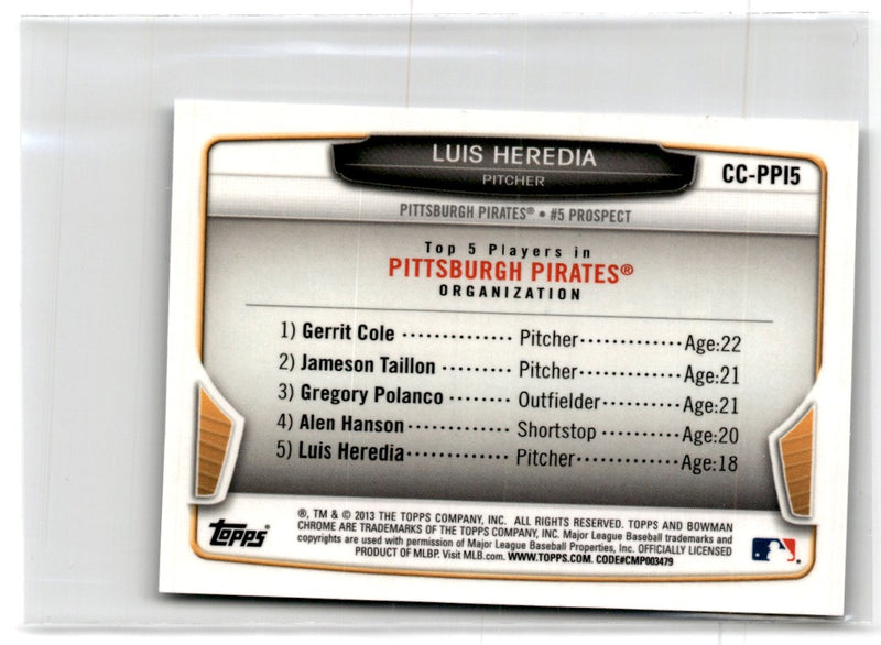 2012 Bowman Chrome Prospects Luis Heredia