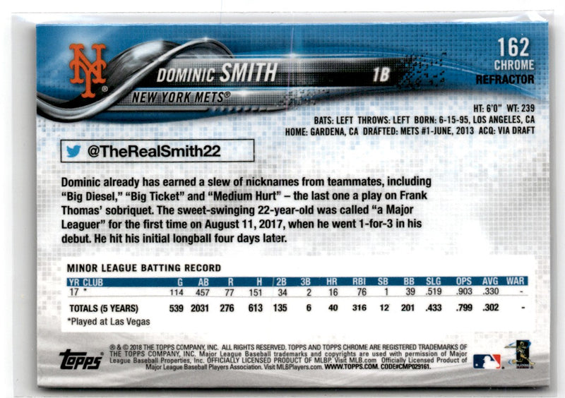 2018 Topps Chrome Dominic Smith