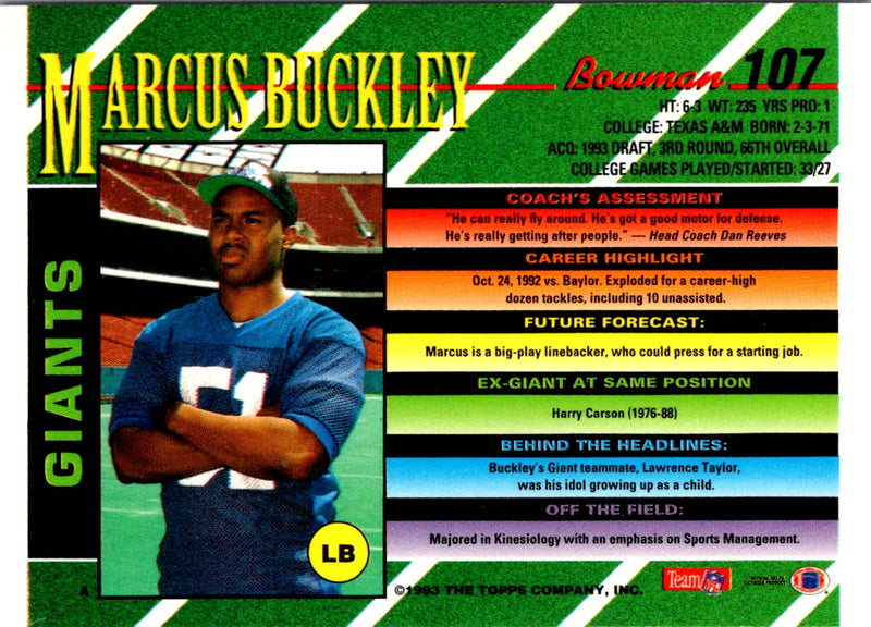 1993 Bowman Marcus Buckley