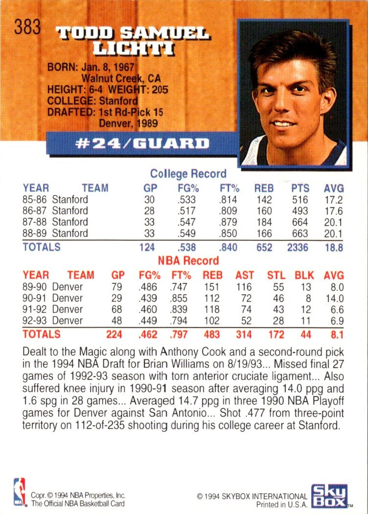 1993 Hoops Todd Lichti