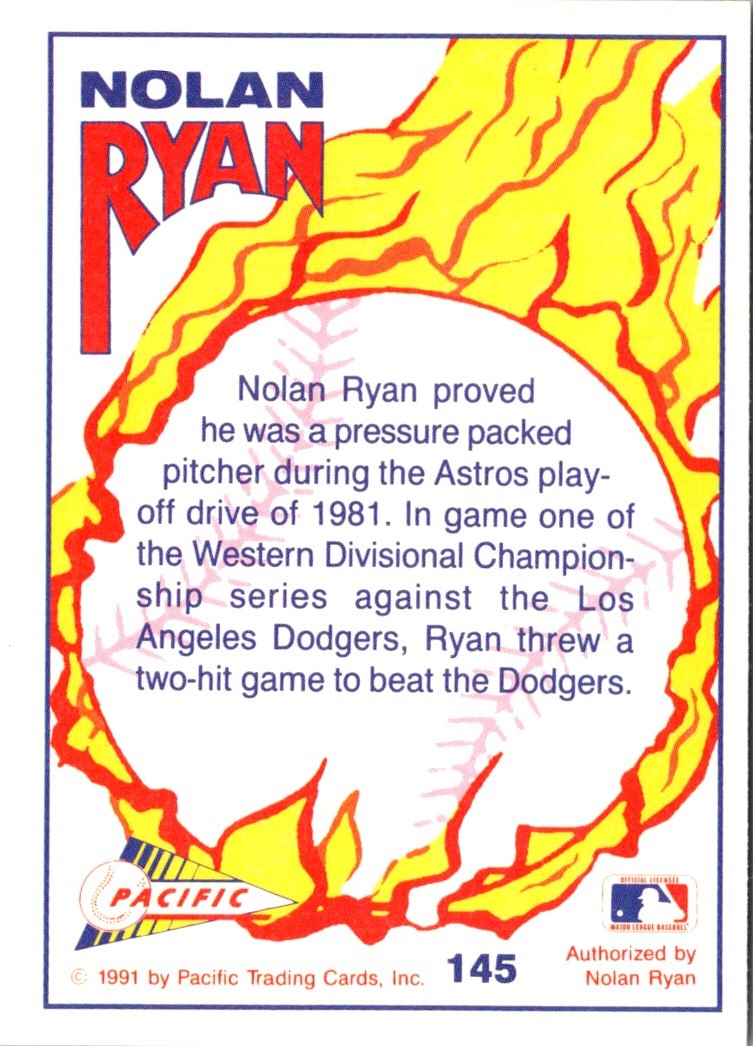 1991 Pacific Nolan Ryan Texas Express I Astros win Western Division Title