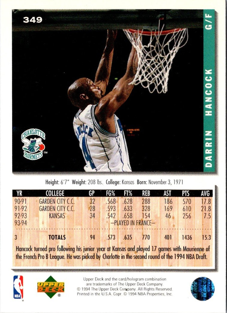 1994 Collector's Choice Silver Signatures Darrin Hancock
