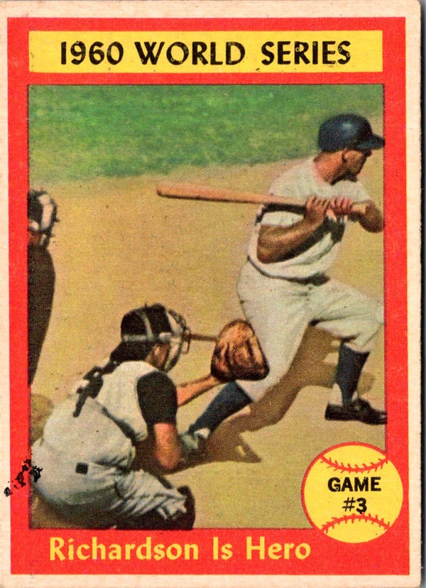 1961 Topps 1960 World Series Game #3 Richardson Is Hero #308 VG-EX