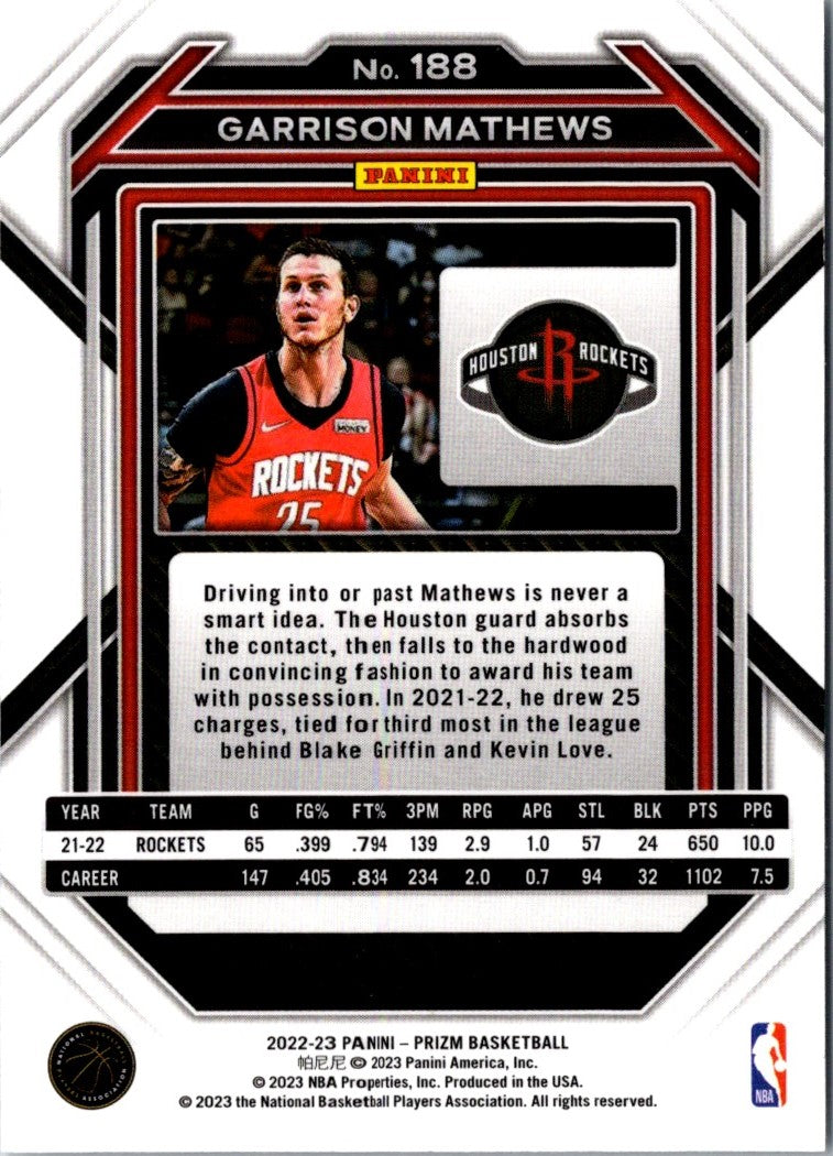 2022 Panini Prizm Garrison Mathews