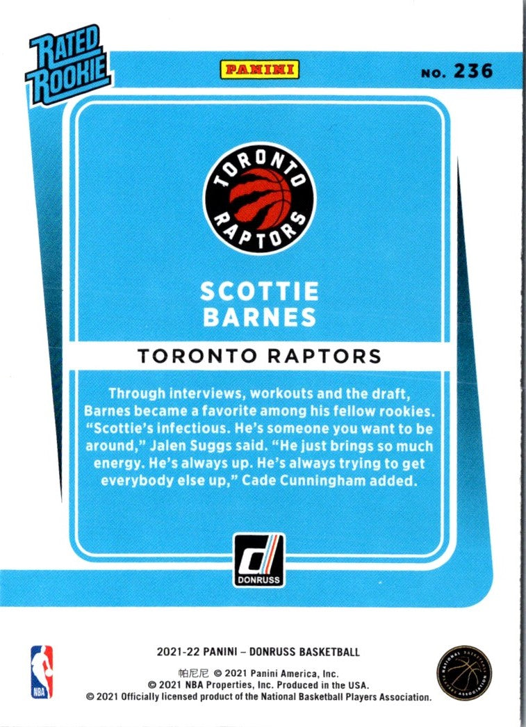 2021 Donruss Rated Rookies Scottie Barnes