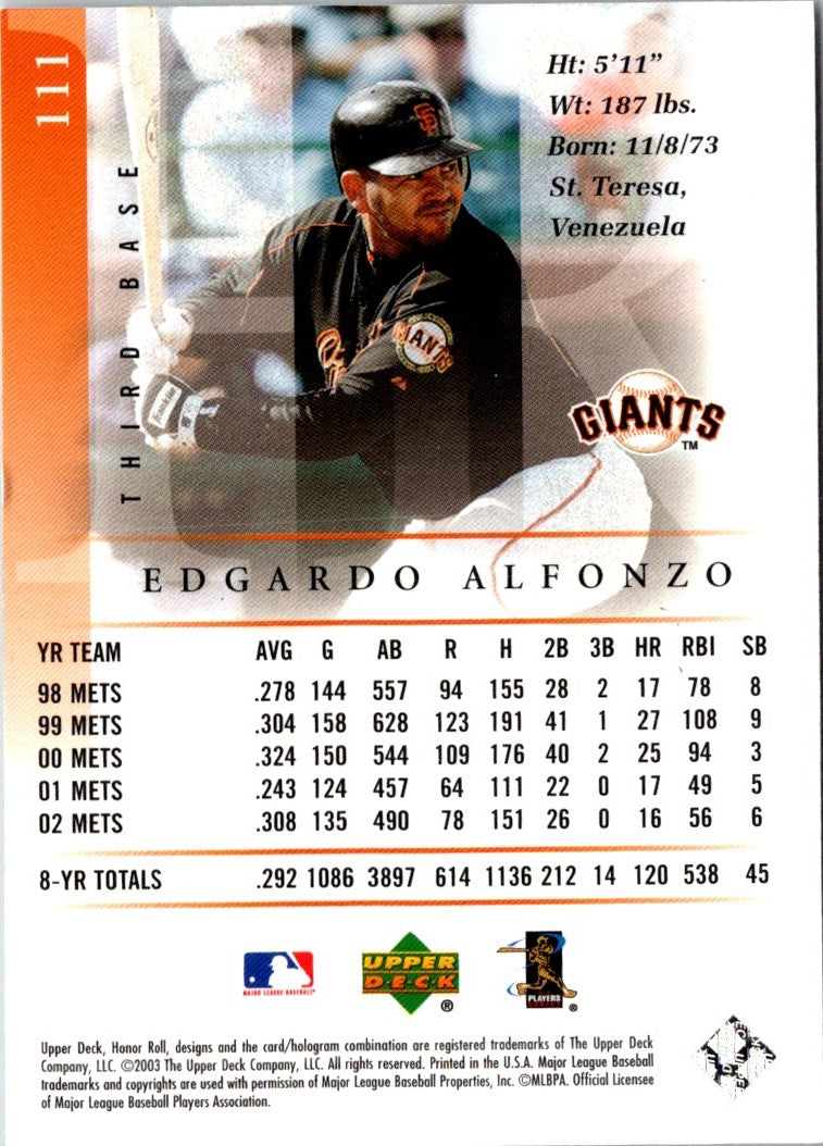 2003 Upper Deck Honor Roll Edgardo Alfonzo