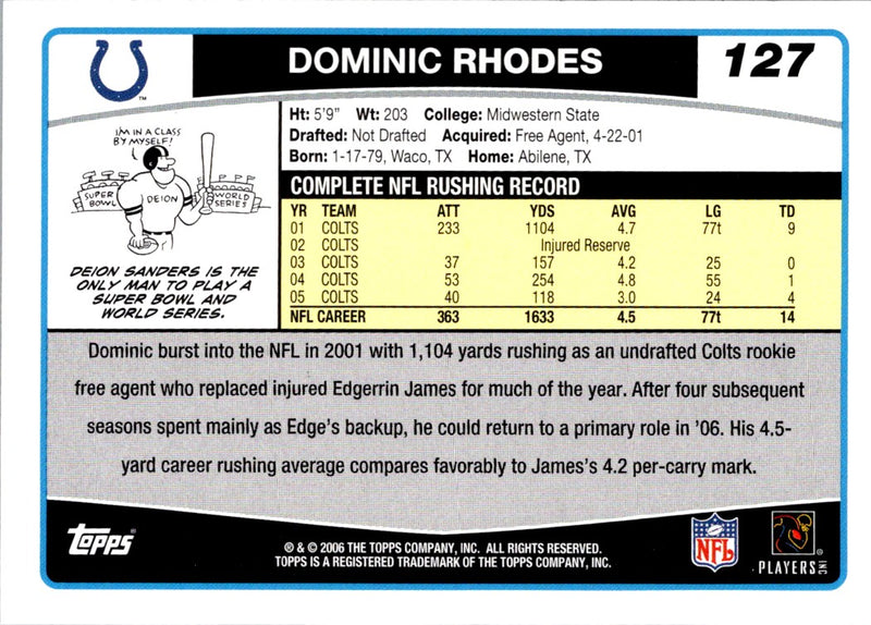 2006 Topps Dominic Rhodes