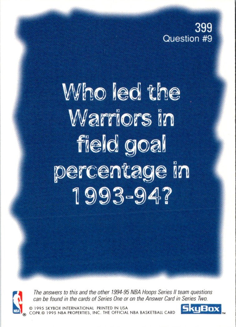 1996 SkyBox Premium NBA Pick-Up Game Sweepstakes Stickers Golden State Warriors