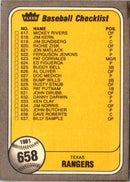 1981 Fleer Checklist: Mariners/Rangers