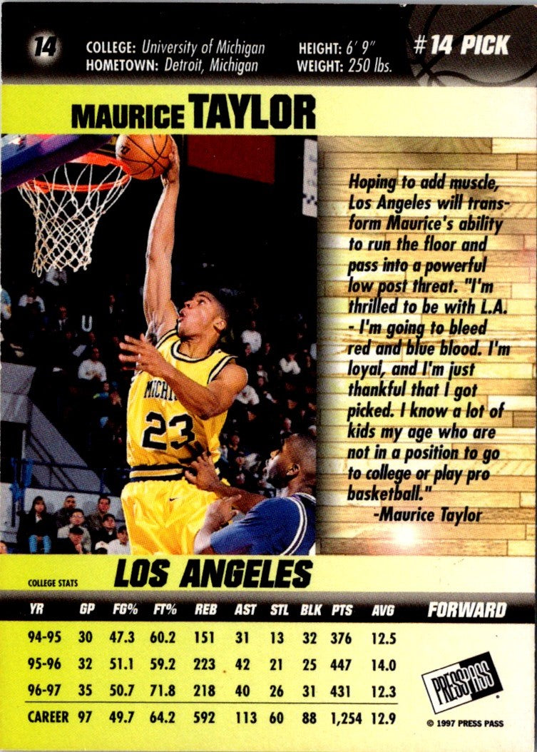 1997 Press Pass Double Threat Silver Maurice Taylor