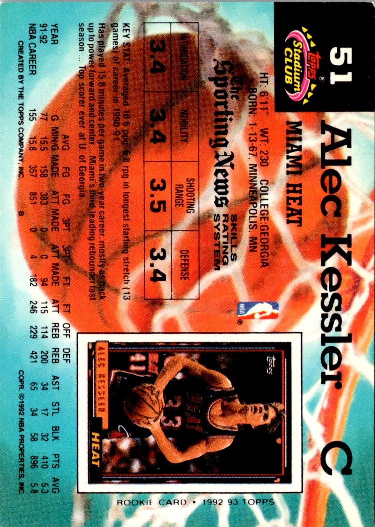 1992 Stadium Club Alec Kessler