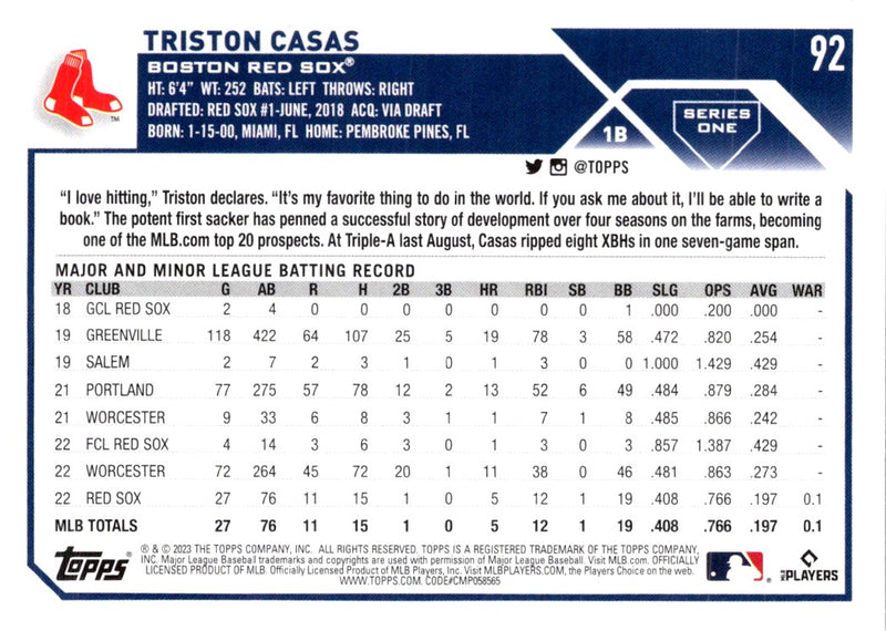 2023 Topps Triston Casas