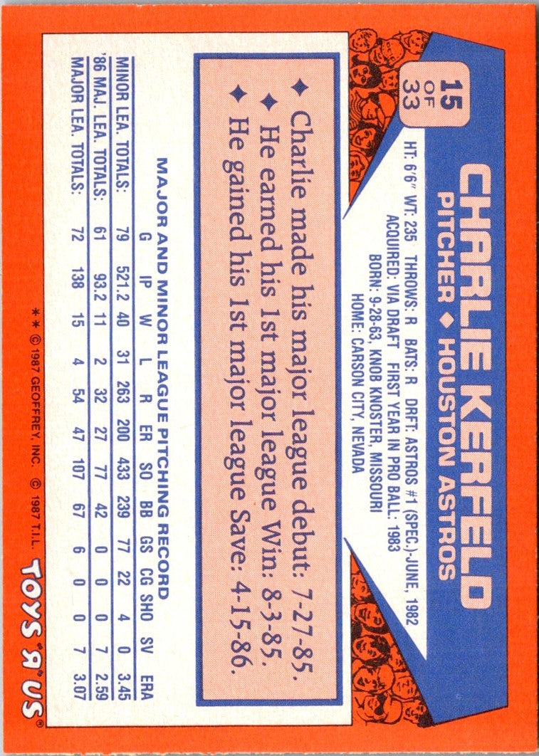 1987 Topps Toys'R'Us Rookies Charlie Kerfeld