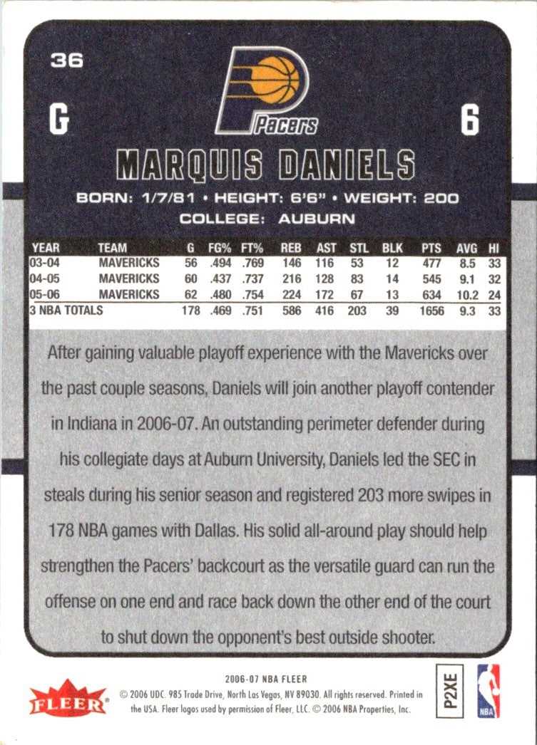 2006 Fleer Marquis Daniels