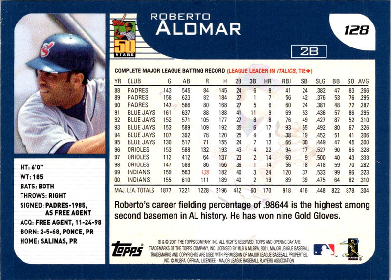 2001 Topps Opening Day Roberto Alomar